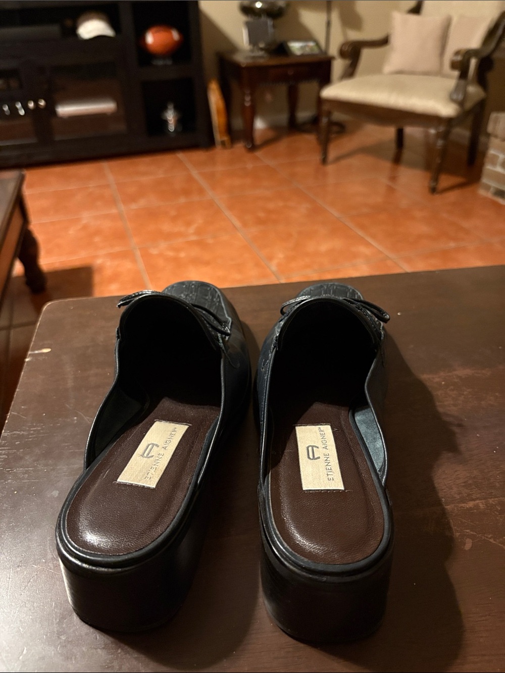 Etienne Aigner Black Woven Leather Slip-On Loafers - Picture 3 of 4
